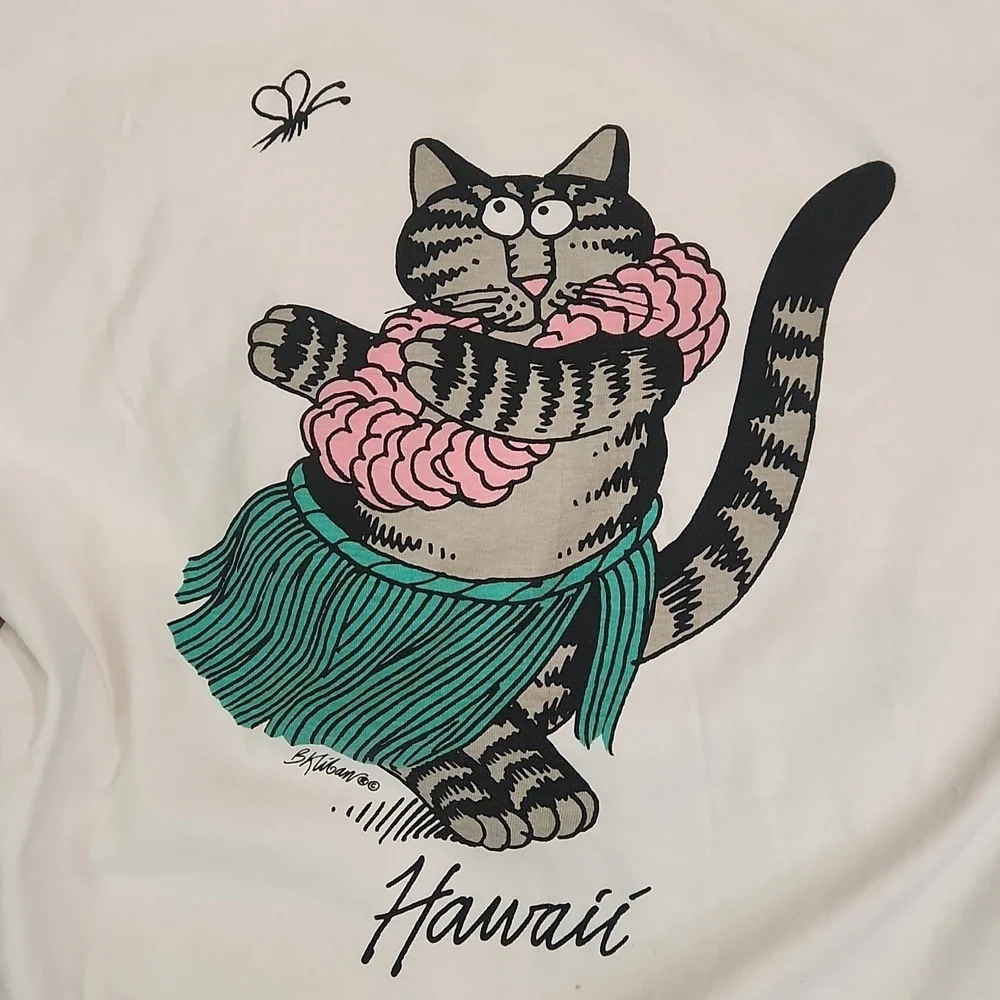 B.Kliban Hawaii White Graphic Crazy Shirt Cat Tshirt - Picture 3 of 8